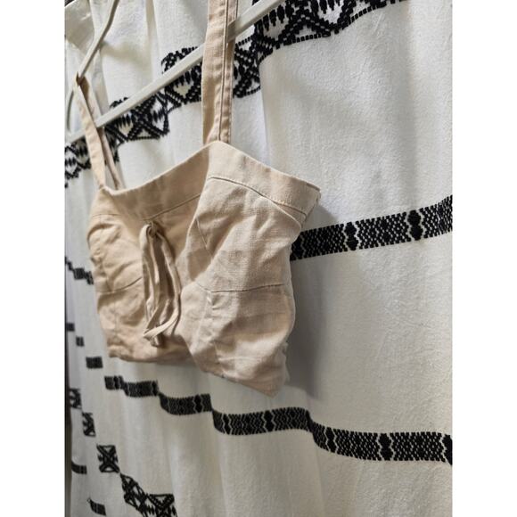 Le Lis Collection beige linen blend bustier crop top tank with bow smocked M - Picture 5 of 11